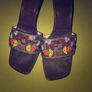 Vintage Fendi Zuccaff Monogram Mules
